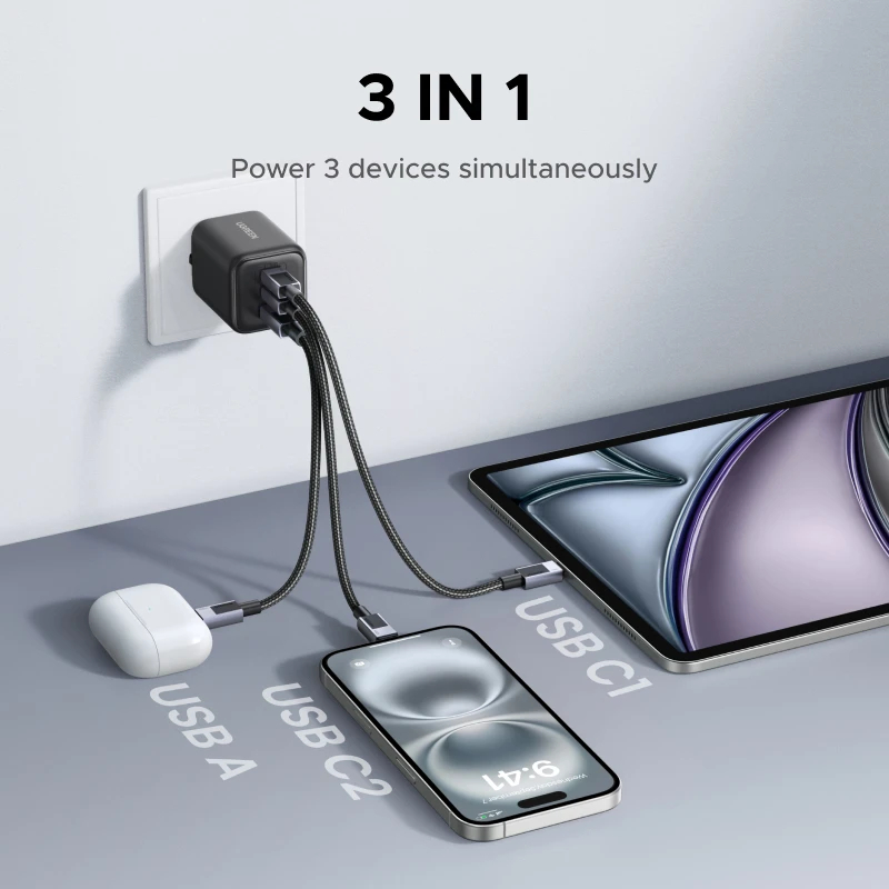 UGREEN 45W GaN fast charger with USB-C PD 3.0 support for iPhone 17, Samsung S25 Ultra and iPad Air UAE