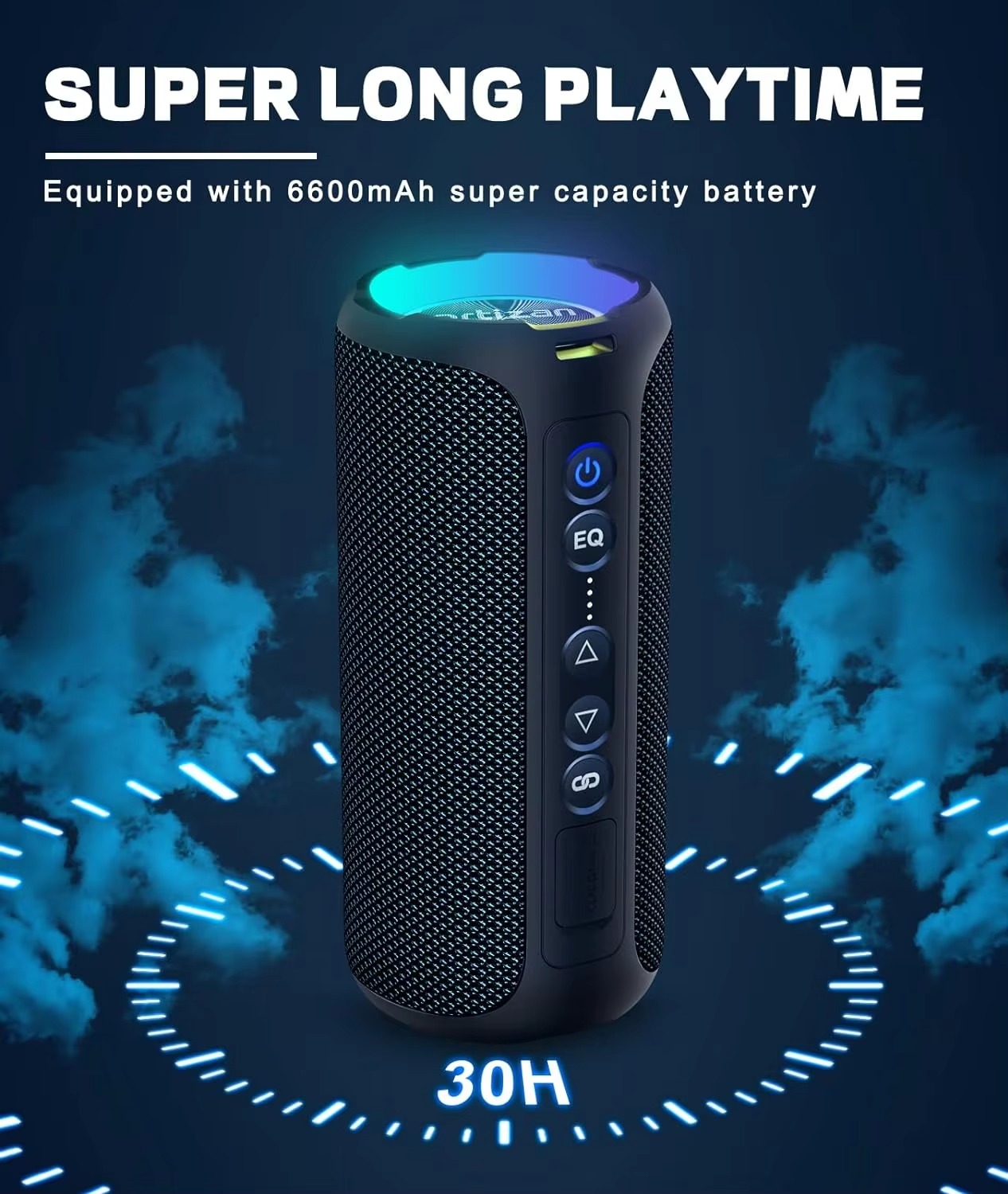 Portable outdoor speaker with RGB lights