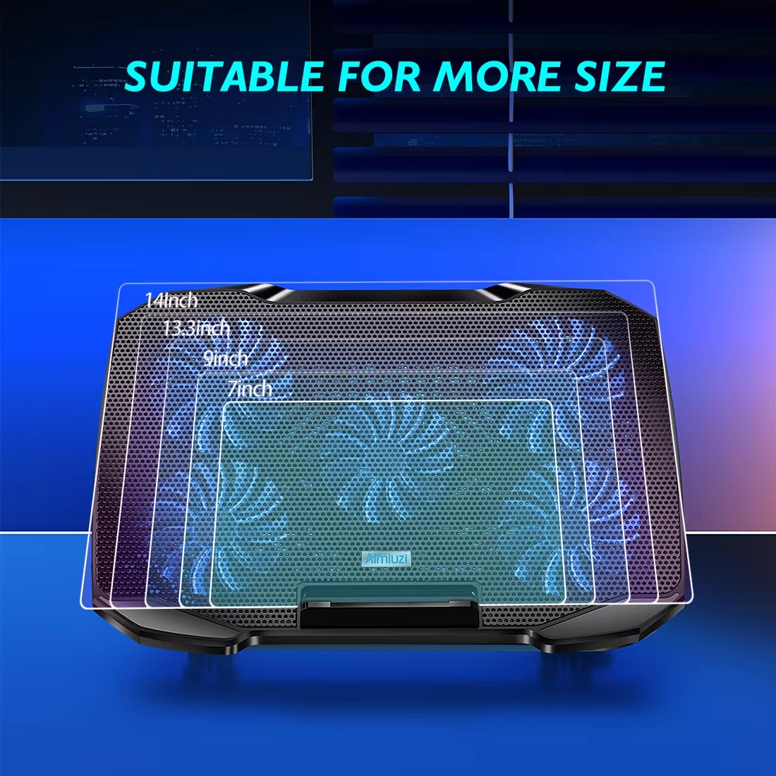 Adjustable laptop cooling pad with fans